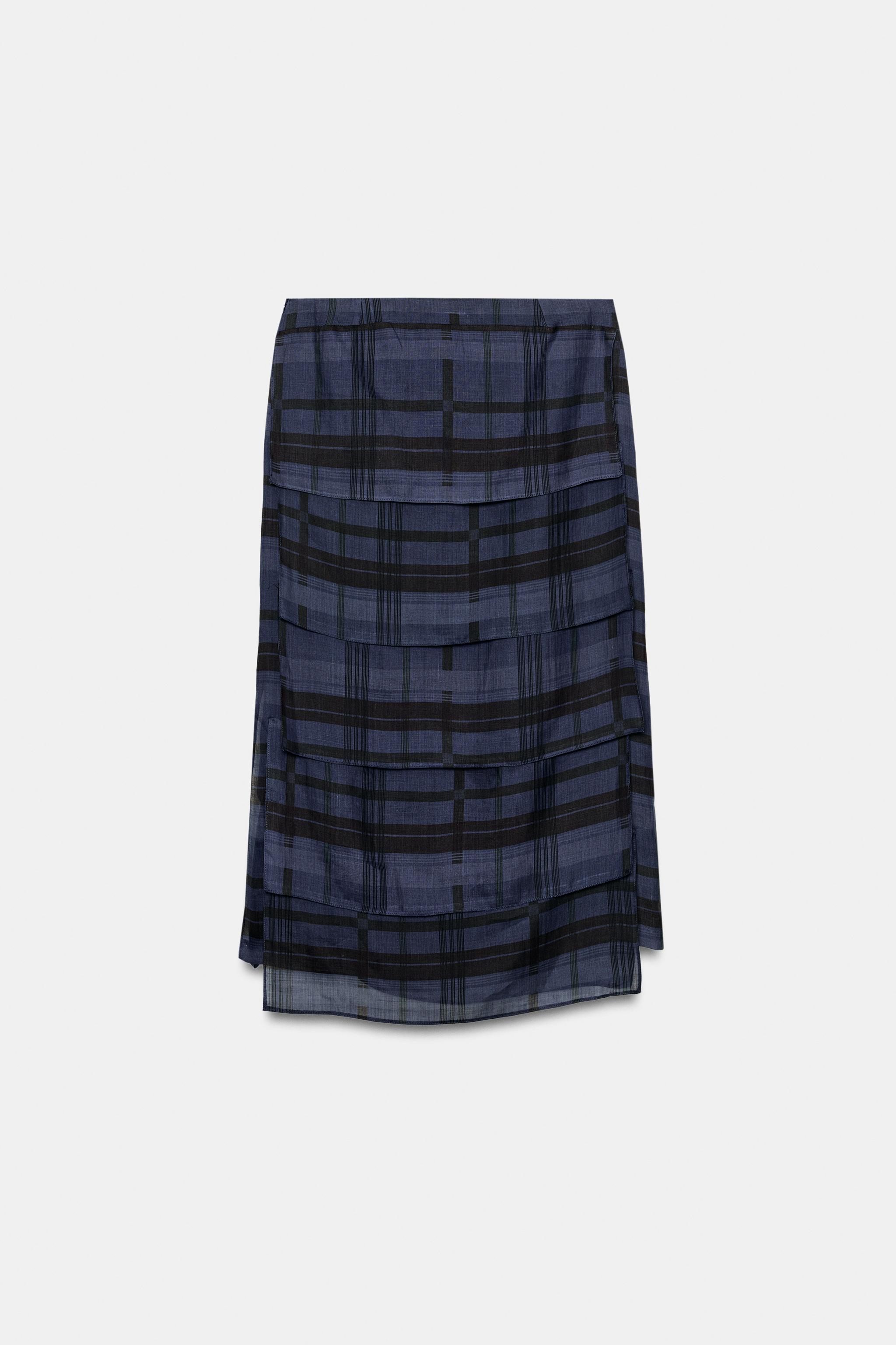 RAMIE PLAID MIDI SKIRT ZW COLLECTION